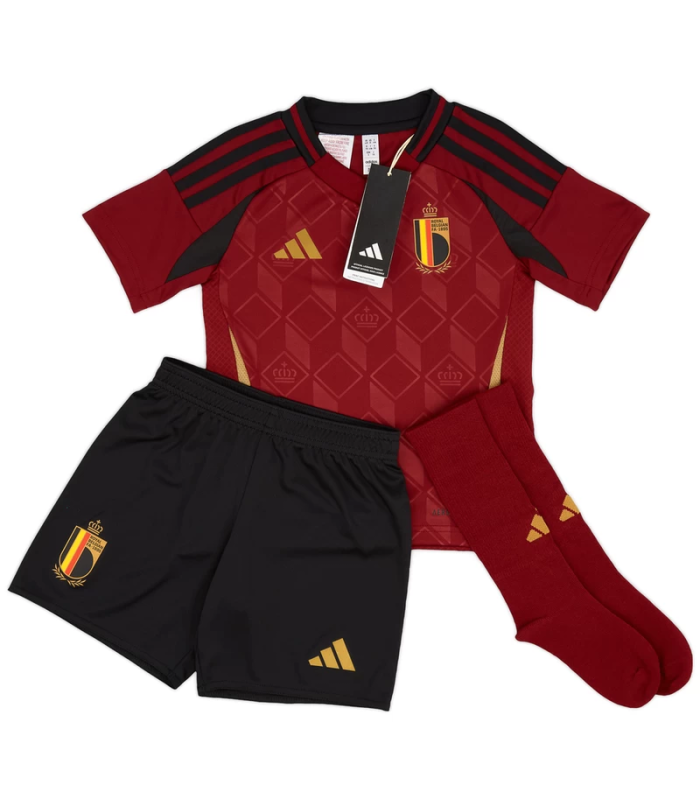 Conjunto Camisola Calções Meias Bélgica Criança Pequena EURO 2024/2025 Principal