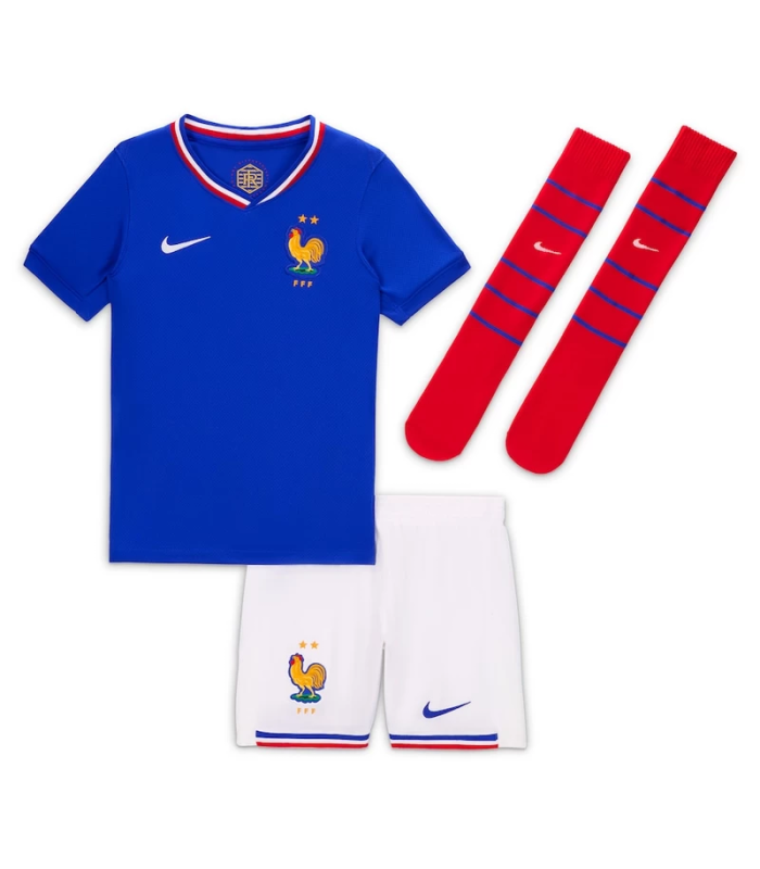 Conjunto Camisola Calções Meias França Criança Pequena EURO 2024/2025 Principal