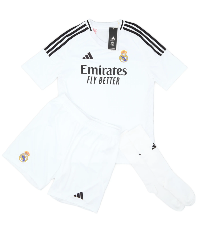 Conjunto Camiseta Pantalones Cortos Calcetines Real Madrid Niño 2024/2025 Primera