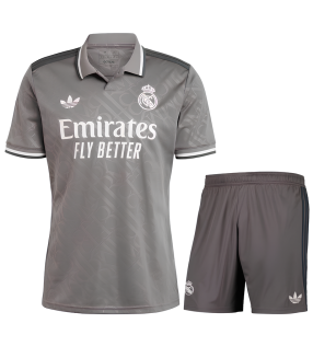 Conjunto Real Madrid Camisa e Calção Junior Infantil Criança 2024/2025 Terceira