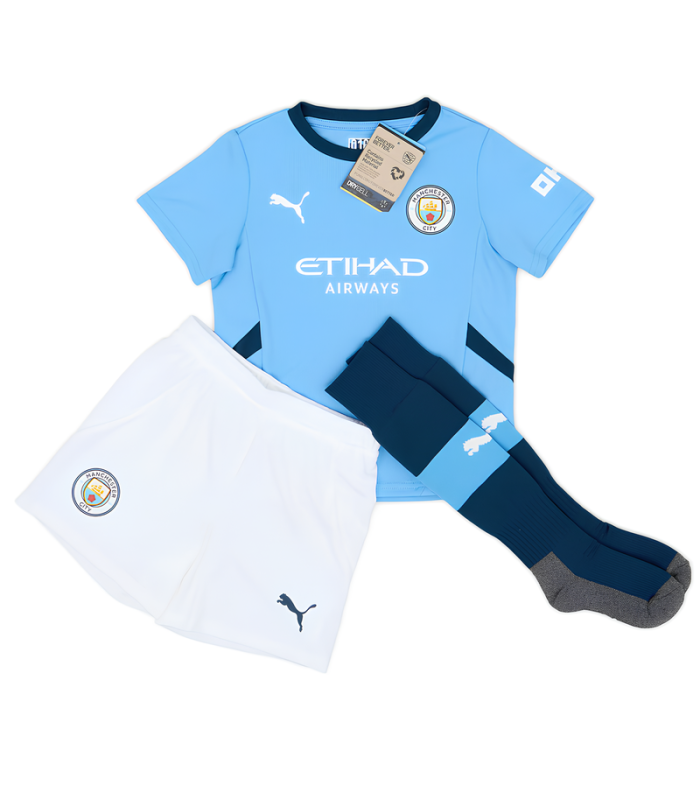 Conjunto Camisola Calções Meias Manchester City Criança Pequena 2024/2025 Principal