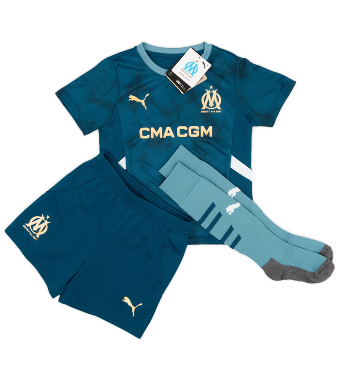 Conjunto Camiseta Pantalones Cortos Calcetines Olympique Marsella Niño Pequeño 2024/2025 Segunda