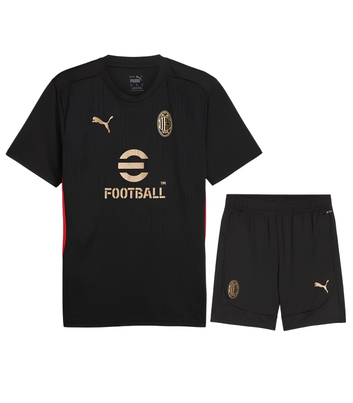 Conjunto AC Milan Camisa e Calção Junior Infantil Criança 2024/2025 Treino