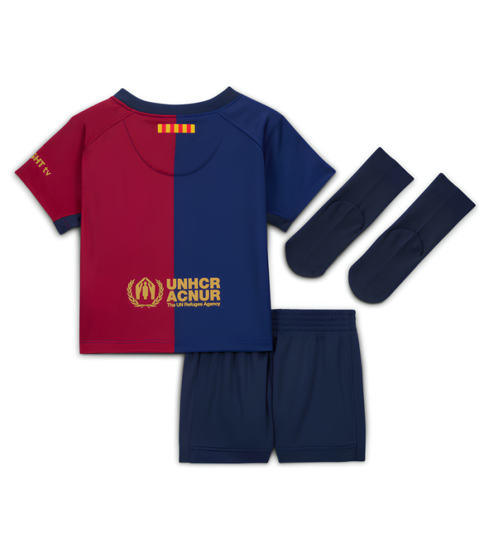 Conjunto Camisola Calções Meias FC Barcelona Bebé 2024/2025 Principal