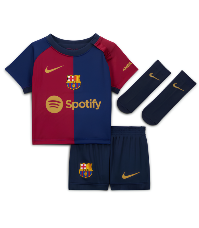 Conjunto Camisola Calções Meias FC Barcelona Bebé 2024/2025 Principal