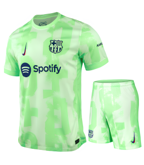 Conjunto FC Barcelona Camisa e Calção Junior Infantil Criança 2024/2025 Terceira