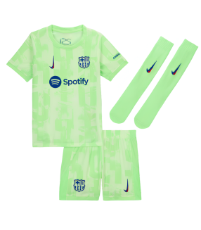 Conjunto Camisola Calções Meias FC Barcelona Criança Pequena 2024/2025 Terceira