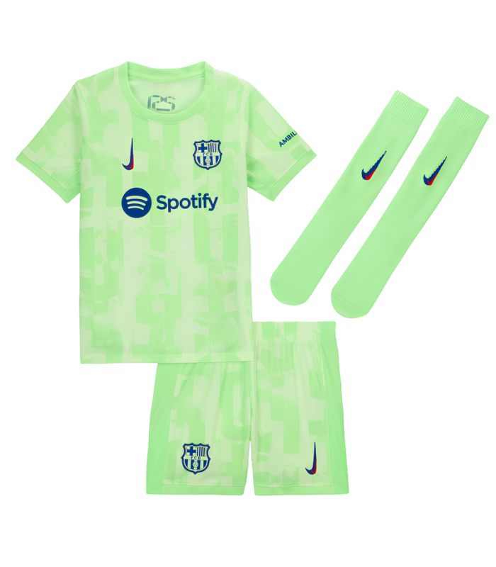 Kit Maglia Pantaloncini Calze FC Barcellona Bambino Piccolo 2024/2025 Terza