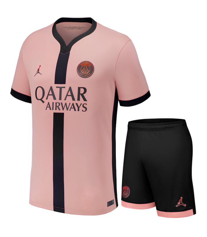 Conjunto PSG Paris Saint Germain Camisa e Calção Junior Infantil Criança 2024/2025 Jordan Terceira